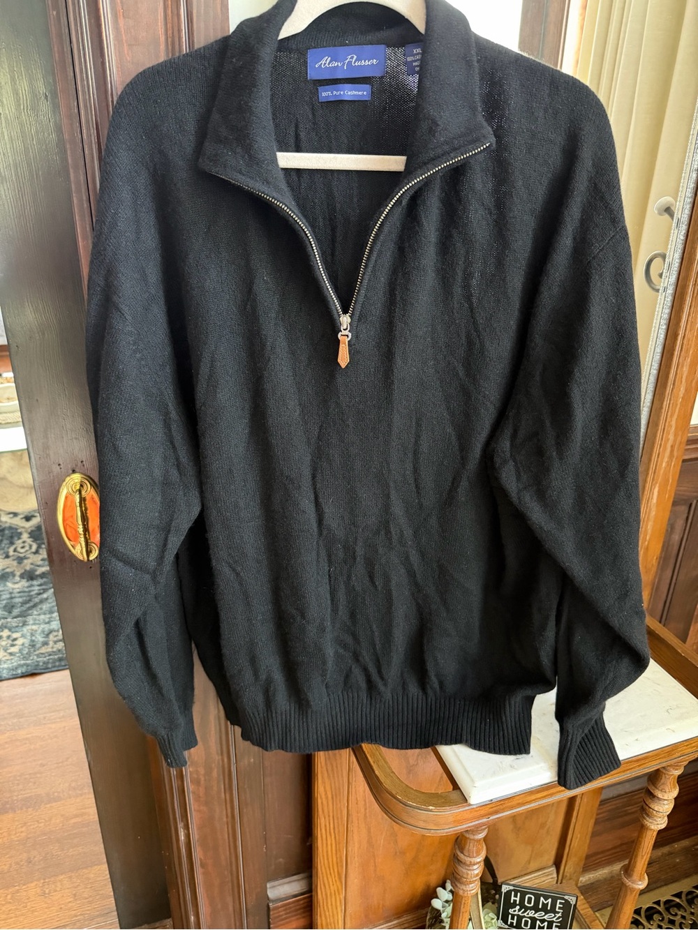 Alan Flusser Black Half-Zip Cashmere Pullover